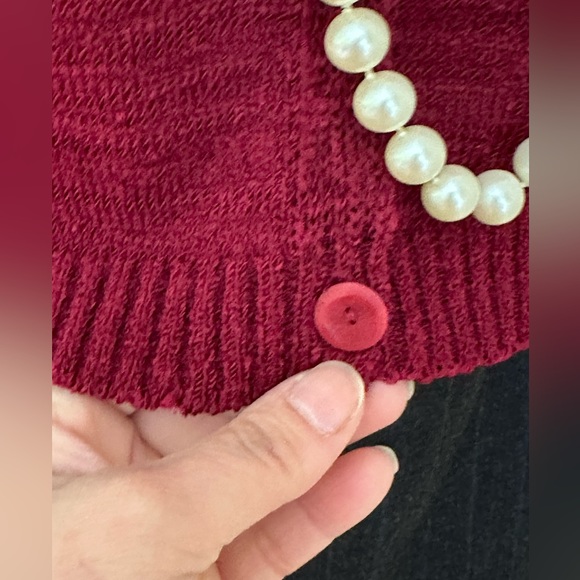 Dana Buchman Burgundy Knitted Short Sleeves Button Down Cardigan SZ SP - Picture 4 of 16